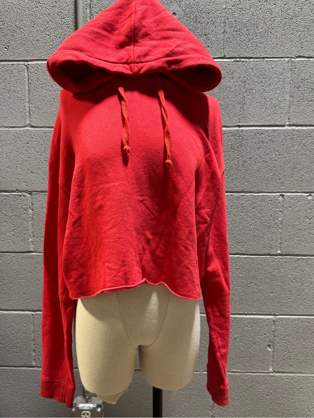 Reformation Red Cropped Hoodie Long Sleeve